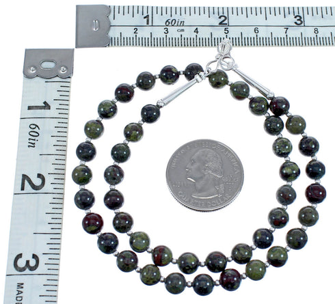 Southwestern Dragon Blood Jasper Sterling Silver Beaded Necklace BX120581